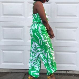 Lilly Pulitzer Green and White Tropical Jumpsuit